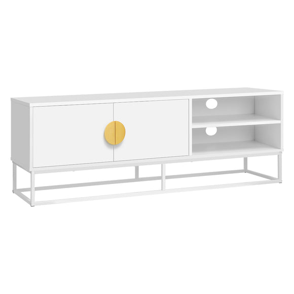 NNEED TV Cabinet 2 Doors Shelves White 140CM