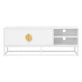 NNEED TV Cabinet 2 Doors Shelves White 140CM