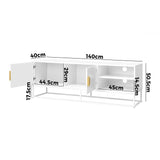 NNEED TV Cabinet 2 Doors Shelves White 140CM