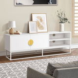 NNEED TV Cabinet 2 Doors Shelves White 140CM