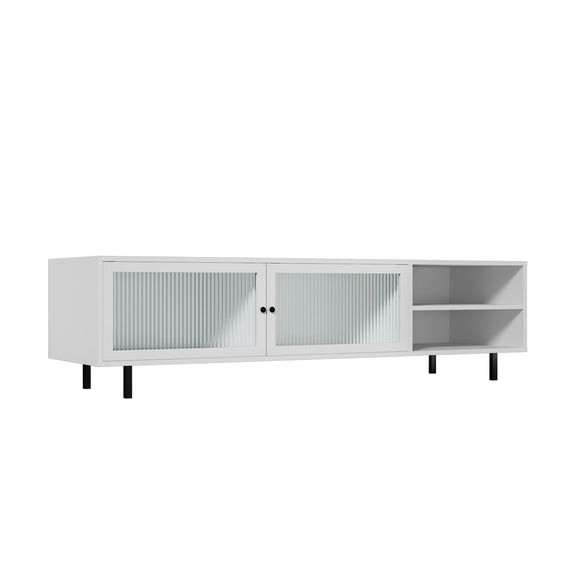 NNEED TV Cabinet Tempered-glass Doors Storage Shelf