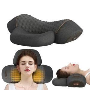 NNEOBA Electric Cervical Massage Pillow Heated Neck & Spine Support Grey