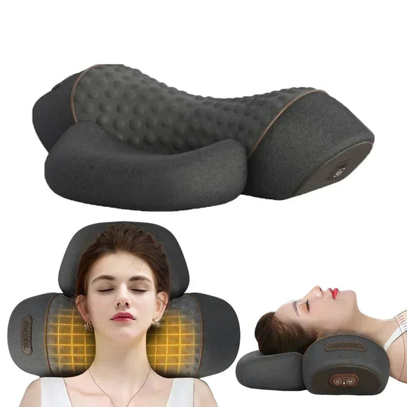 NNEOBA Electric Cervical Massage Pillow Heated Neck & Spine Support Grey