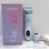 NNEOBA 2-in-1 Electric Razor for Women Painless Bikini Trimmer & Hair Remover Blue