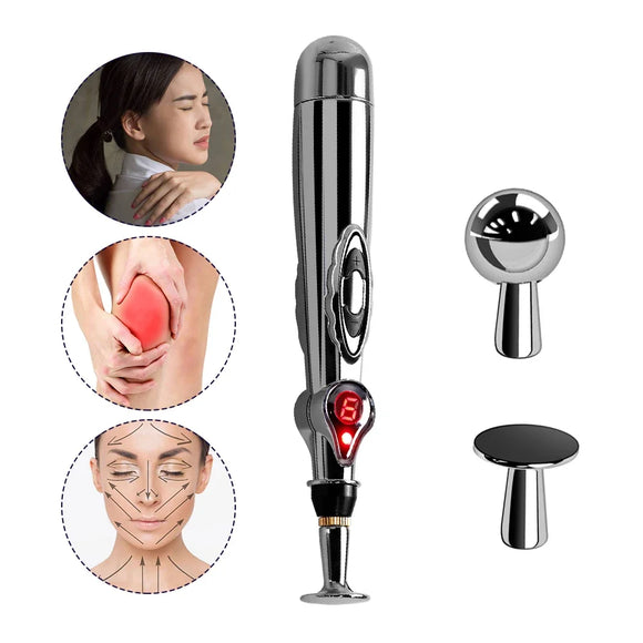 NNEOBA Electrical Pulse Meridian Energy Pen Acupuncture & EMS Silver
