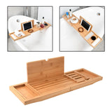 NNEOBA Expandable Wooden Bathtub Caddy Tray with Storage