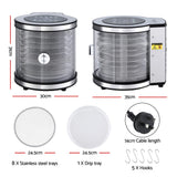 Devanti 8 Trays Food Dehydrator Stainless Steel Auto-Rotate 10 Programs 700W