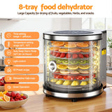 Devanti 8 Trays Food Dehydrator Stainless Steel Auto-Rotate 10 Programs 700W