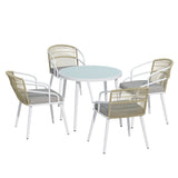 NNEDSZ Outdoor Dining Set 5 Piece Aluminum Table Chairs Setting White