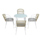 NNEDSZ Outdoor Dining Set 5 Piece Aluminum Table Chairs Setting White