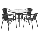 NNEDSZ Gardeon Outdoor Dining Set 5 Piece Steel Stackable Chairs Table Patio Furniture
