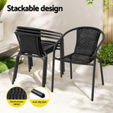 NNEDSZ Gardeon Outdoor Dining Set 5 Piece Steel Stackable Chairs Table Patio Furniture