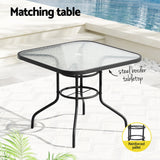 NNEDSZ Gardeon Outdoor Dining Set 5 Piece Steel Stackable Chairs Table Patio Furniture