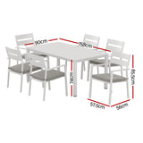 NNEDSZ Outdoor Dining Set 7 Piece Aluminum Table Chairs Setting White