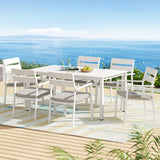 NNEDSZ Outdoor Dining Set 7 Piece Aluminum Table Chairs Setting White