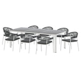 NNEDSZ Outdoor Dining Set 9 Piece Steel Table Chairs Setting White
