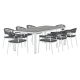 NNEDSZ Outdoor Dining Set 9 Piece Steel Table Chairs Setting White