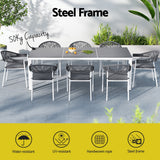 NNEDSZ Outdoor Dining Set 9 Piece Steel Table Chairs Setting White