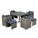 NNEDSZ Gardeon Outdoor Dining Set 9 Piece Wicker Table Chairs Setting Grey