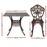 NNEDSZ Outdoor Dining Set 5 Piece Chairs Table Cast Aluminum Patio Brown