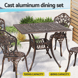 NNEDSZ Outdoor Dining Set 5 Piece Chairs Table Cast Aluminum Patio Brown