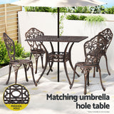 NNEDSZ Outdoor Dining Set 5 Piece Chairs Table Cast Aluminum Patio Brown