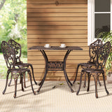 NNEDSZ Outdoor Dining Set 5 Piece Chairs Table Cast Aluminum Patio Brown