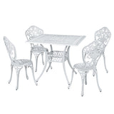 NNEDSZ Outdoor Dining Set 5 Piece Chairs Table Cast Aluminum Patio White
