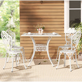 NNEDSZ Outdoor Dining Set 5 Piece Chairs Table Cast Aluminum Patio White