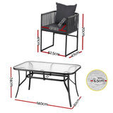 Gardeon 5PC Outdoor Dining Set Table and Chairs Patio Furniture Garden Bistro Set Black