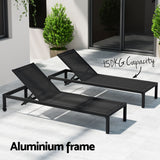 NNEDSZ Gardeon Sun Lounge Outdoor Lounger Aluminium Folding Beach Chair Wheels Black