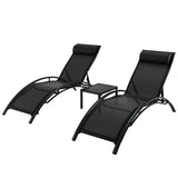 NNEDSZ Gardeon 3PC Sun Lounge Outdoor Lounger Steel Table Chairs Patio Furniture Garden