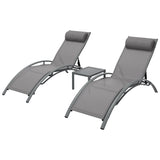 NNEDSZ Gardeon 3PC Sun Lounge Outdoor Lounger Steel Table Chairs Patio Furniture Grey