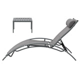 NNEDSZ Gardeon 3PC Sun Lounge Outdoor Lounger Steel Table Chairs Patio Furniture Grey