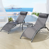 NNEDSZ Gardeon 3PC Sun Lounge Outdoor Lounger Steel Table Chairs Patio Furniture Grey