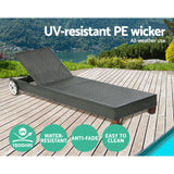 NNEDSZ Gardeon Sun Lounge Wicker Lounger Outdoor Furniture Day Bed Wheels Patio Black