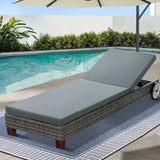 NNEDSZ Gardeon Sun Lounge Wicker Lounger Outdoor Furniture Day Bed Wheels Patio Grey