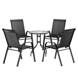 NNEDSZ Gardeon 5PC Bistro Set Outdoor Table and Chairs Stackable Outdoor Furniture Black