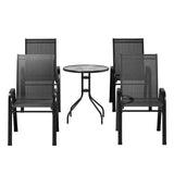 NNEDSZ Gardeon 5PC Bistro Set Outdoor Table and Chairs Stackable Outdoor Furniture Black