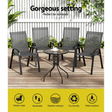 NNEDSZ Gardeon 5PC Bistro Set Outdoor Table and Chairs Stackable Outdoor Furniture Black