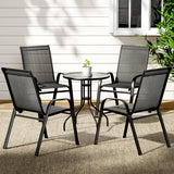 NNEDSZ Gardeon 5PC Bistro Set Outdoor Table and Chairs Stackable Outdoor Furniture Black