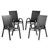 NNEDSZ Gardeon 4PC Outdoor Dining Chairs Stackable Lounge Chair Patio Furniture Black