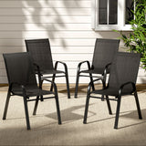 NNEDSZ Gardeon 4PC Outdoor Dining Chairs Stackable Lounge Chair Patio Furniture Black