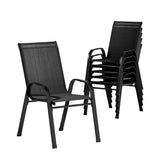 NNEDSZ Gardeon 6PC Outdoor Dining Chairs Stackable Lounge Chair Patio Furniture Black