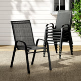 NNEDSZ Gardeon 6PC Outdoor Dining Chairs Stackable Lounge Chair Patio Furniture Black