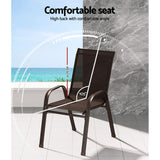 NNEDSZ 6PC Outdoor Dining Chairs Stackable Lounge Chair Patio Furniture Brown