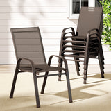 NNEDSZ 6PC Outdoor Dining Chairs Stackable Lounge Chair Patio Furniture Brown