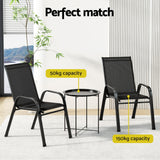 NNEDSZ Gardeon 3PC Outdoor Bistro Set Patio Furniture Table and Chairs Stackable Black