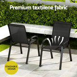 NNEDSZ Gardeon 3PC Outdoor Bistro Set Patio Furniture Table and Chairs Stackable Black