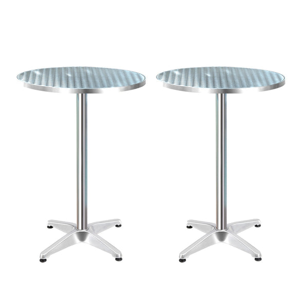 NNEDSZ Gardeon Set of 2 Outdoor Bar Table Aluminium Round 70/110CM